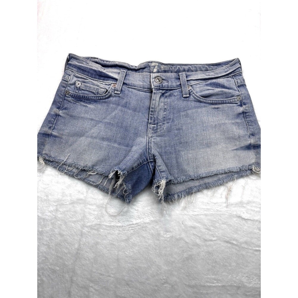 VTG 7 For All Mankind High Waist Fray Hem Shorts Women's Size 25 Distressed  Y2K